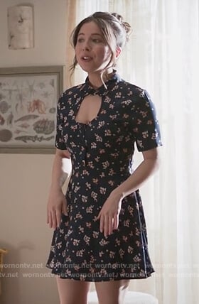 Esther's navy floral cutout dress on Alone Together