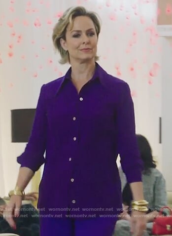 Jacqueline's purple pleated blouse on The Bold Type