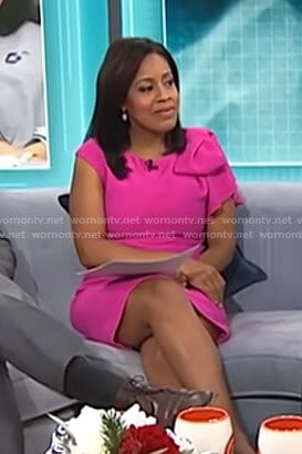Sheinelle's pink ruffle shoulder dress on Today