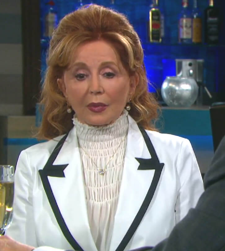 Maggie's white contrast blazer and smocked blouse on Days of our Lives