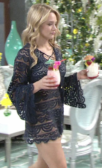 Summer's navy lace swim cover-up on The Young and the Restless