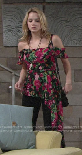 Summer's floral asymmetric top on The Young and the Restless