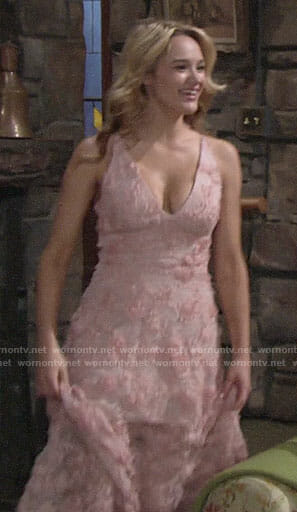 Summer's pink lace bridesmaid dress on The Young and the Restless