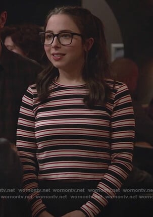 Esther's long sleeve striped top on Alone Together