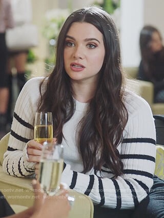 Jane's white striped cropped sweater on The Bold Type