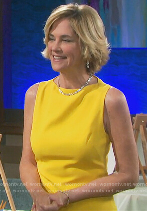 Eve's yellow sleeveless midi dress on Days of our Lives