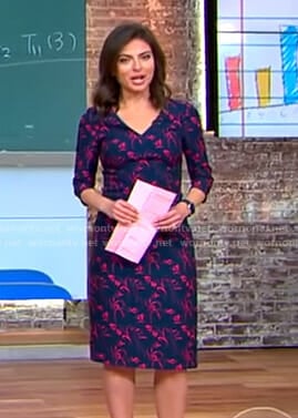 Bianna's navy floral v-neck dress on CBS This Morning