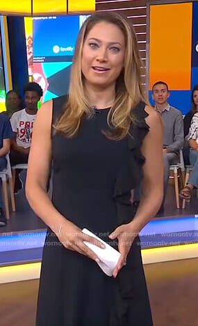 Ginger's black ruffle side dress on Good Morning America