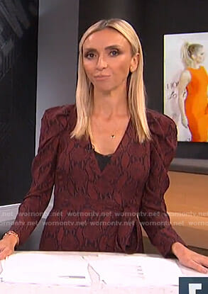 Giuliana's red snake print wrap dress on E! News