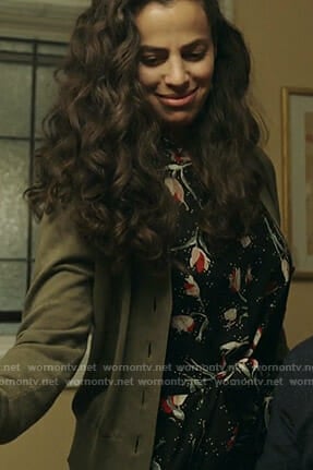 Grace's black floral shirtdress on Manifest