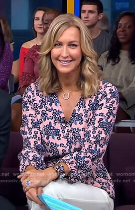 Lara's pink floral wrap top on Good Morning America