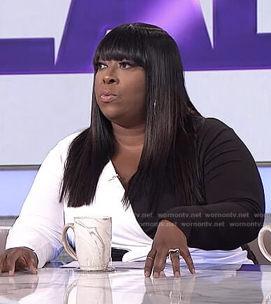 Loni's black and white twist front top on The Real