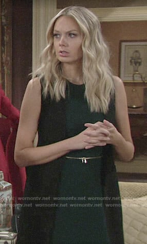 Abby's green zip-waist dress on The Young and the Restless