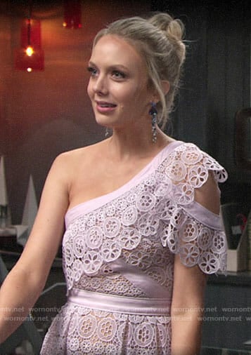 Abby's purple lace one-shoulder dress on The Young and the Restless