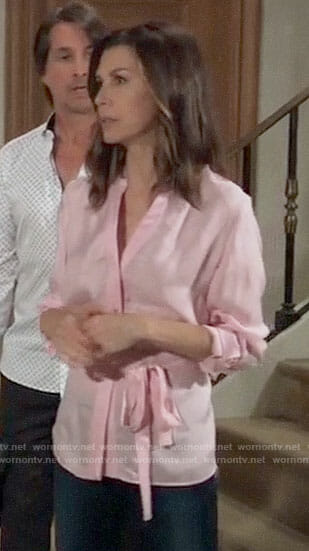 Anna's pink tie-waist top on General Hospital