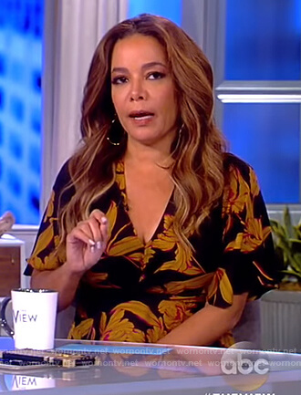Sunny's black floral midi dress on The View