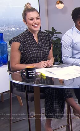 Carissa's black plaid jumpsuit on E! News Daily Pop