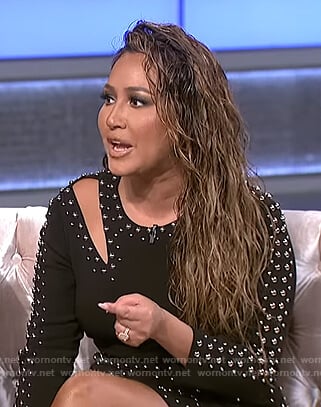 Adrienne's black studded mini dress on The Real