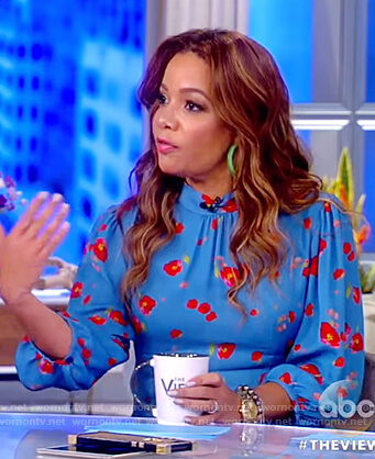 Sunny's blue floral print maxi dress on The View