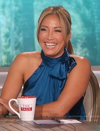 Carrie Inaba's satin halterneck top on The Talk