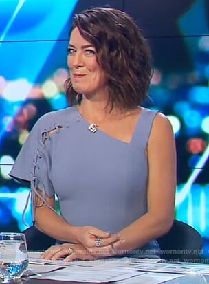 Gorgi's blue lace-up detail dress on The Project