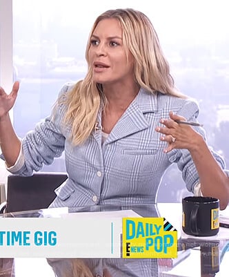 Morgan's blue plaid blazer on E! News Daily Pop