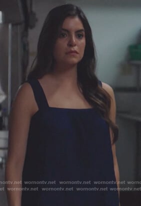 Isabela's blue square neck top on Queen of the South