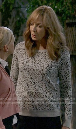 Bonnie's grey leopard print sweatshirt on Mom