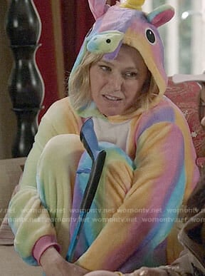 Claire's rainbow unicorn onesie on Modern Family