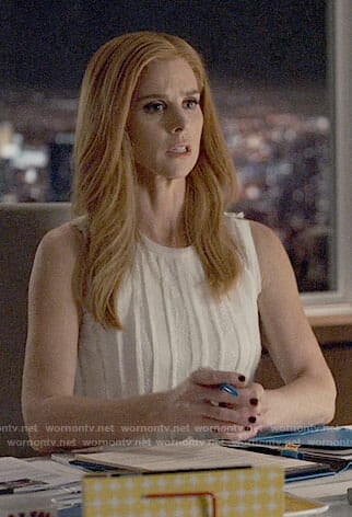 Donna's white lace layered dress on Suits