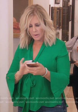 Vicki's green bell sleeve blouse on The Real Housewives of Orange County