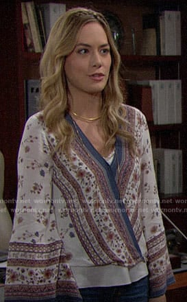 Hope's floral wrap blouse on The Bold and the Beautiful