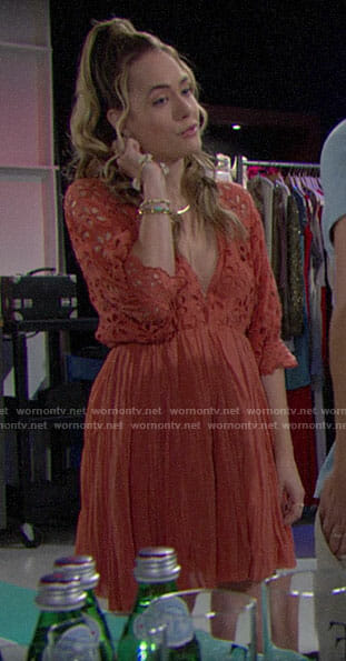 Hope's orange eyelet dress on The Bold and the Beautiful