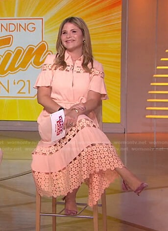 Jenna's pink floral lace inset dress on Today