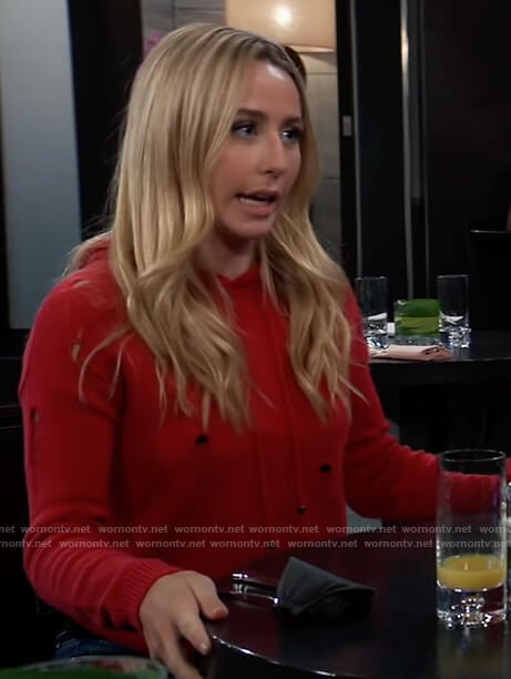 Josslyn's red distressed hoodie on General Hospital