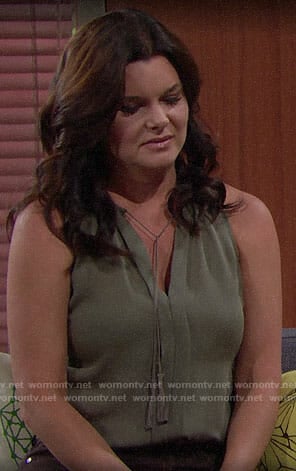 Katie's green sleeveless top with tassels on The Bold and the Beautiful