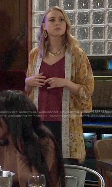 Kiki's yellow floral kimono on General Hospital