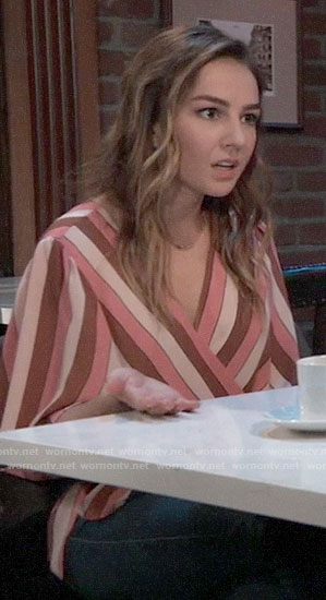 Kristina's pink striped wrap top on General Hospital