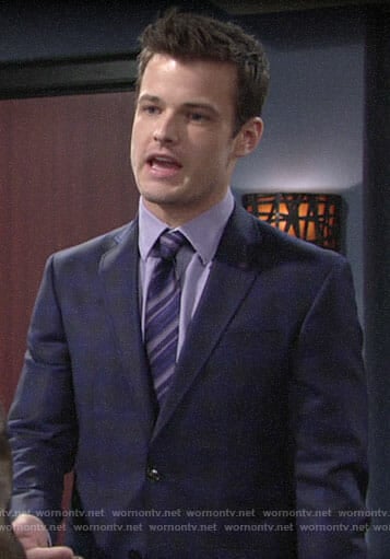 Kyle's blue plaid suit and purple striped tie on The Young and the Restless