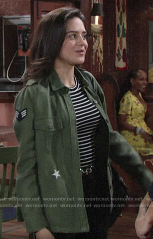Lola's green jacket with patches and stars on The Young and the Restless