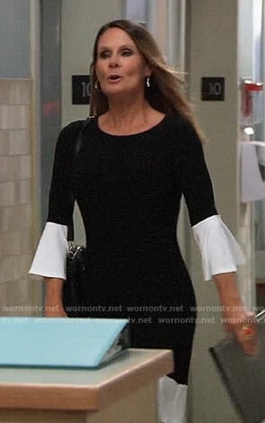Lucy's black dress with white bell sleeves on General Hospital