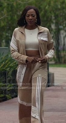 Molly's beige Adidas track suit on Insecure