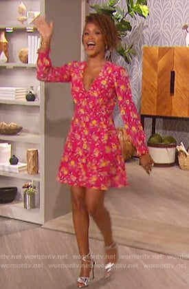 Eve's pink floral mini dress on The Talk