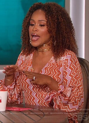 Eve's zig zag print wrap dress on The Talk