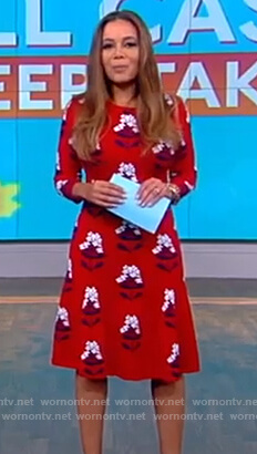 Sunny's red floral a-line dress on The View