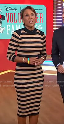 Robin's beige striped ribbed dress on Good Morning America