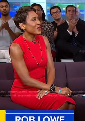 Robin's red sleeveless sheath dress on Good Morning America