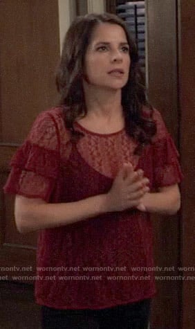 Sam's red lace top on General Hospital