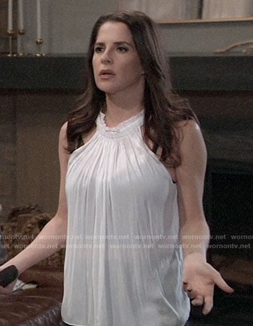 Sam's white ruffled neck top on General Hospital