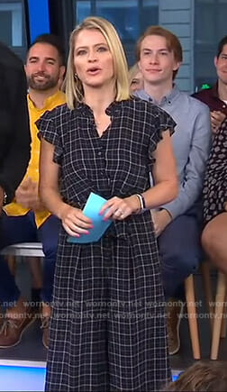 Sara's black plaid jumpsuit on GMA Day